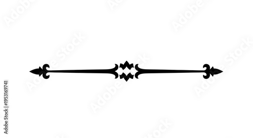 Black and white decorative arrow divider, ornamental border element