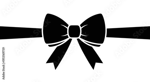 Black bow tie ribbon gift wrap celebration holiday design vector illustration