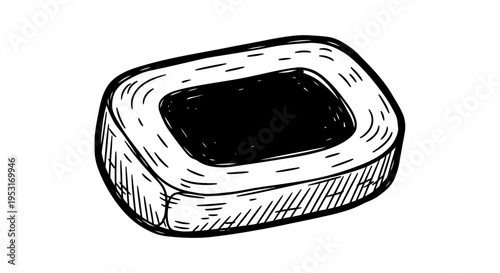 Black and White Line Art of a Soap Bar