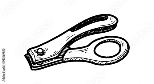 Black and White Line Art Nail Clipper Vector