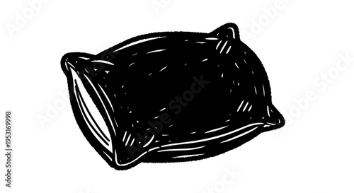 Black and white line art of a pillow