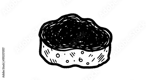 Black and White Line Art of a Textured Sponge