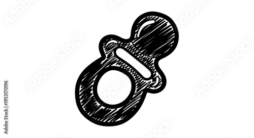 Black  White Line Art of a Baby Pacifier