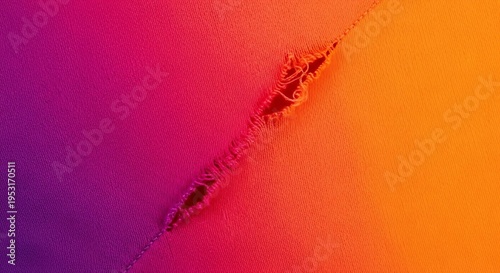 Torn Fabric Texture. Gradient Textile Background. Ripped Frayed Material. Abstract Damaged Cloth.