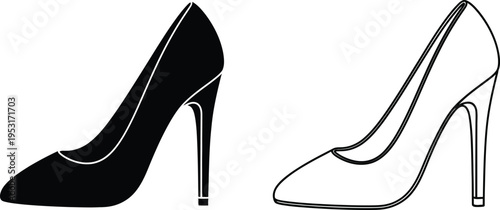 High Heel Shoe Icon Set Vector
