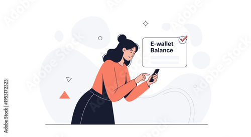 Woman checking e-wallet balance on smartphone, digital finance concept