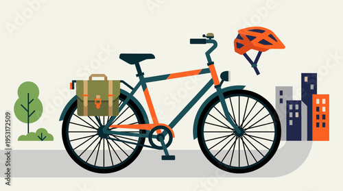 Bicycle with orange and green frame.