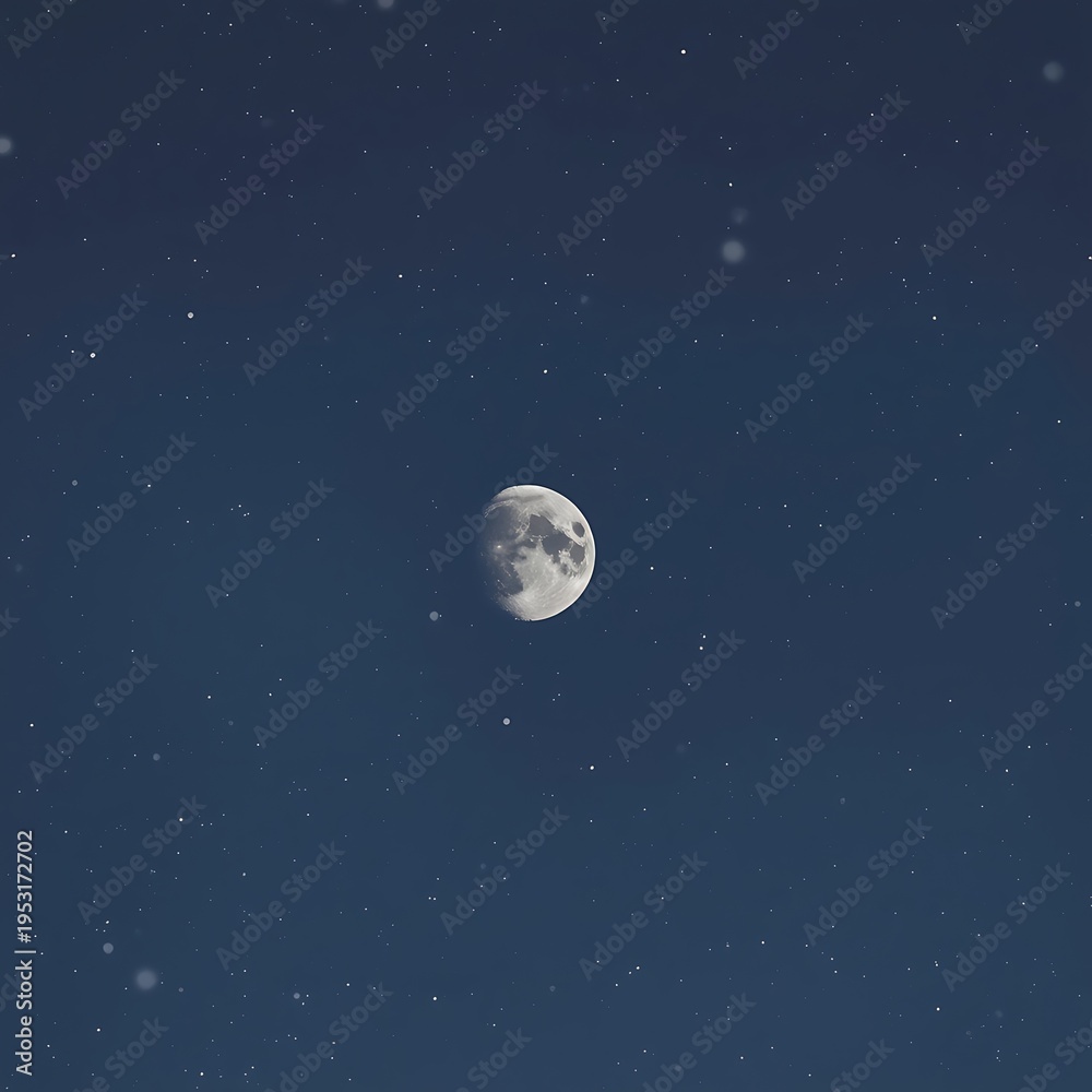Naklejka premium Full moon and crescent moon view in the evening.