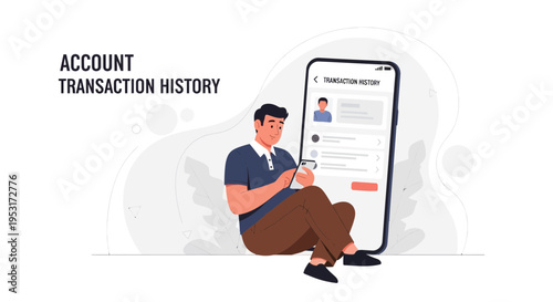 Man Checking Account Transaction History on Mobile Phone App