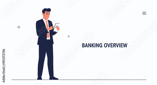 Businessman using tablet for banking overview, modern finance concept