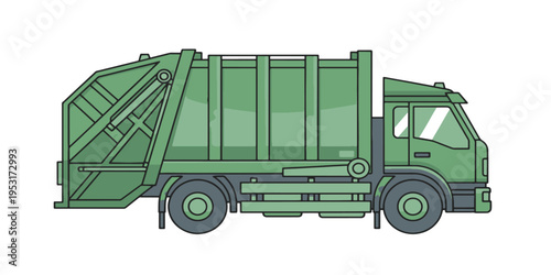 Modern Garbage Truck Clean Flat Vector Illustration