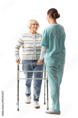 Nurse and senior woman with...