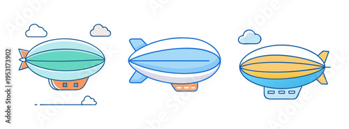 Airship zeppelin blimp illustration vector art design template for graphics and web design projects