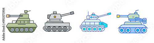 Illustration of cartoon tank vehicles military tanks armored vehicles toy tanks for kids army tanks