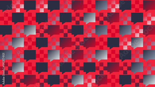 Speech Bubbles Pattern on Red Checkered Background