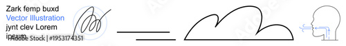 Education, creativity, environment, respiration, data storage, and energy concepts. ion of handwriting, a cloud and a human breathing. Education and data storage