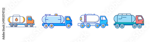 Tanker truck vector art illustration of transportation vehicles for industrial design needs