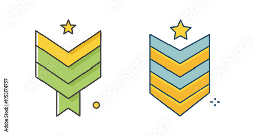 Vector military rank insignia clip art illustration of army chevron stripes with star icon