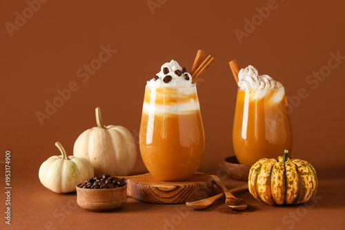 Glasses of orange pumpkin s...