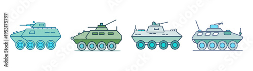 Armored personnel carrier vehicles vector illustration for military and defense concept design