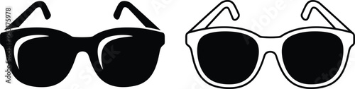 Black and White Sunglasses Icon Set Vector