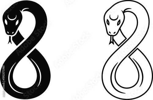 Ouroboros Snake Infinity Symbol Vector Design Vector