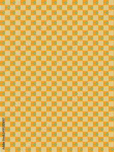 Retro Checkered Pattern in Orange and Beige vector background