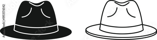 Fedora Hat Icon Set Vector Illustration Vector