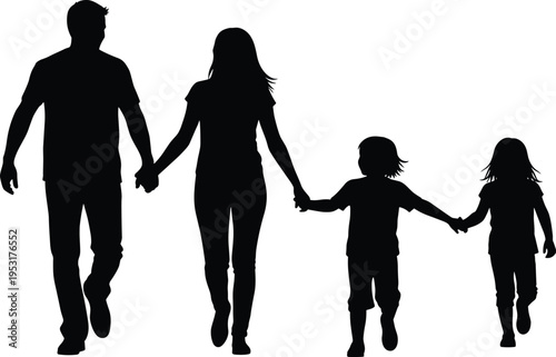 Happy family silhouette walking together holding hands symbolizing love unity parenting care bonding support and togetherness lifestyle concept