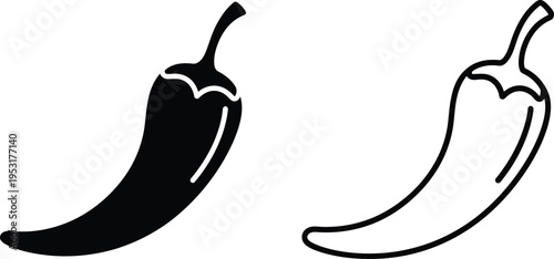 Chili Pepper Icon Set Vector Illustration Design Vector