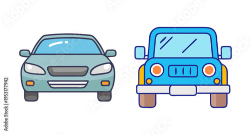 Illustration of two cars sedan and jeep for transport vehicle concept automotive design style