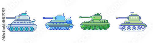 Illustration of military army tanks vector graphics tank designs for war machines and combat vehicles