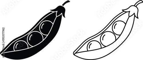 Peas Pod Icon Set Vector