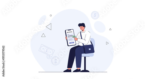 Man using mobile banking app for online payment and money transfer, digital finance concept