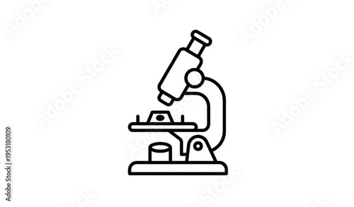 Simple Microscope Line Icon – Minimal Stroke Science Symbol for Mobile Apps and Web Design