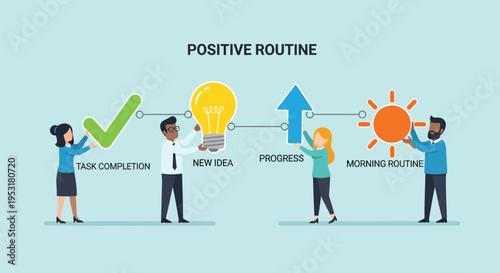 Set of 4 productivity icons vector, routine and task management