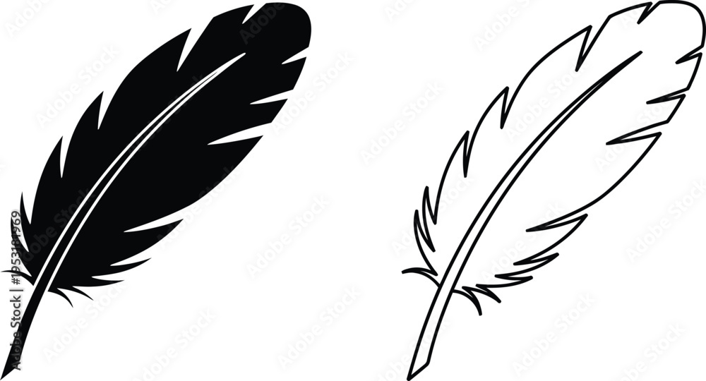 Obraz premium Feather Icon Set Vector Illustration Vector