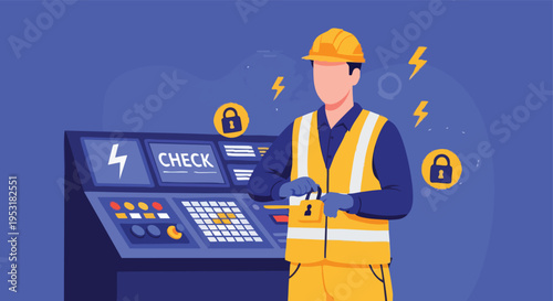 Industrial Safety. Control Panel Operator. Security Check. Industrial Style.