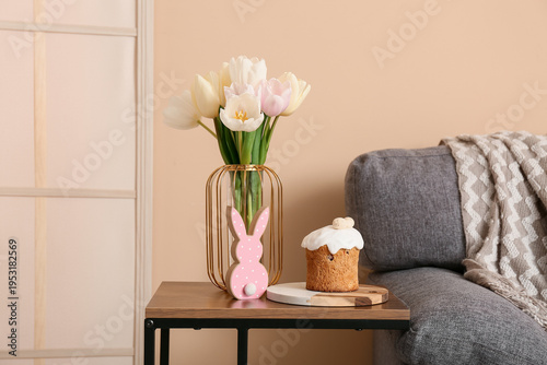Vase with tulips and Easter...