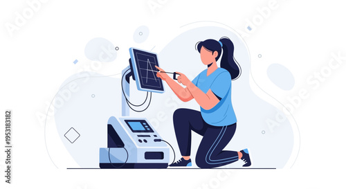 Medical Professional Analyzing ECG Data on Monitor