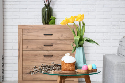 Tulip flowers in vase with ...