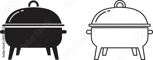 Barbecue Grill Icon Set for Outdoor Cooking Design Vector