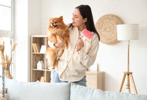 Troubled woman with fluffy ...