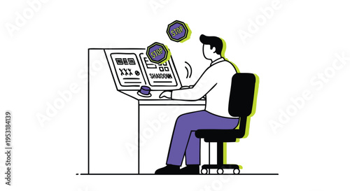 Gamer playing slot machine. Person at casino. Digital entertainment.