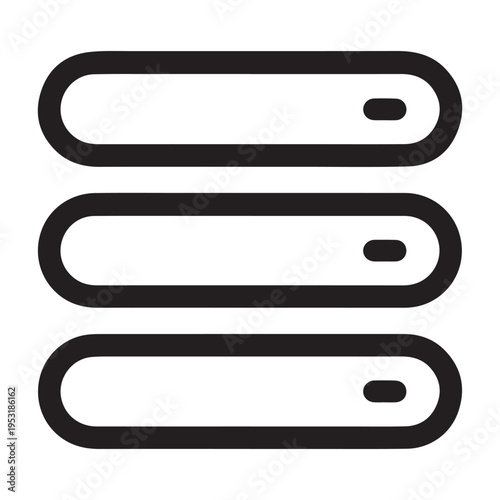 Three horizontal text input fields vector illustration, flat design