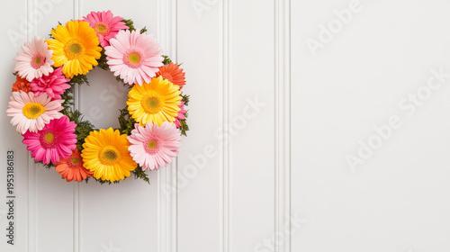Bright and cheerful gerbera daisy wreath for spring decoration
