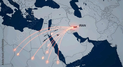 Map shows various countries connected to Iran with travel routes