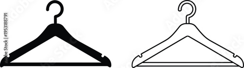Clothes Hanger Silhouette And Outline Vector Icon Vector