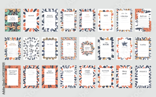 Elegant floral patterned wedding and event stationery collection Vector
