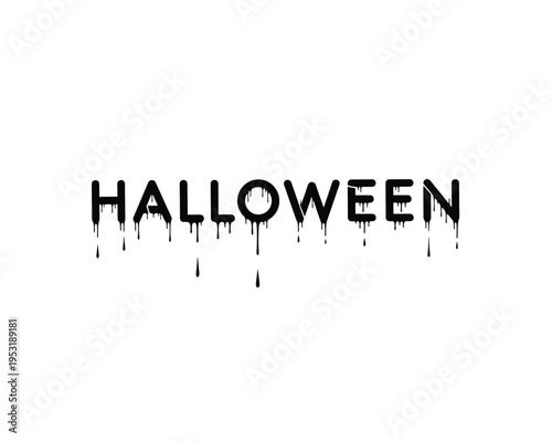 Halloween text with dripping black ink effect, festive spooky theme